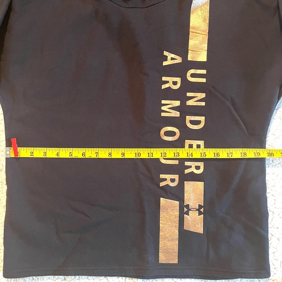 UNDER ARMOUR Oversized Hoodie Sweatshirt in Black with Gold Logo - Medium - Picture 8 of 8
